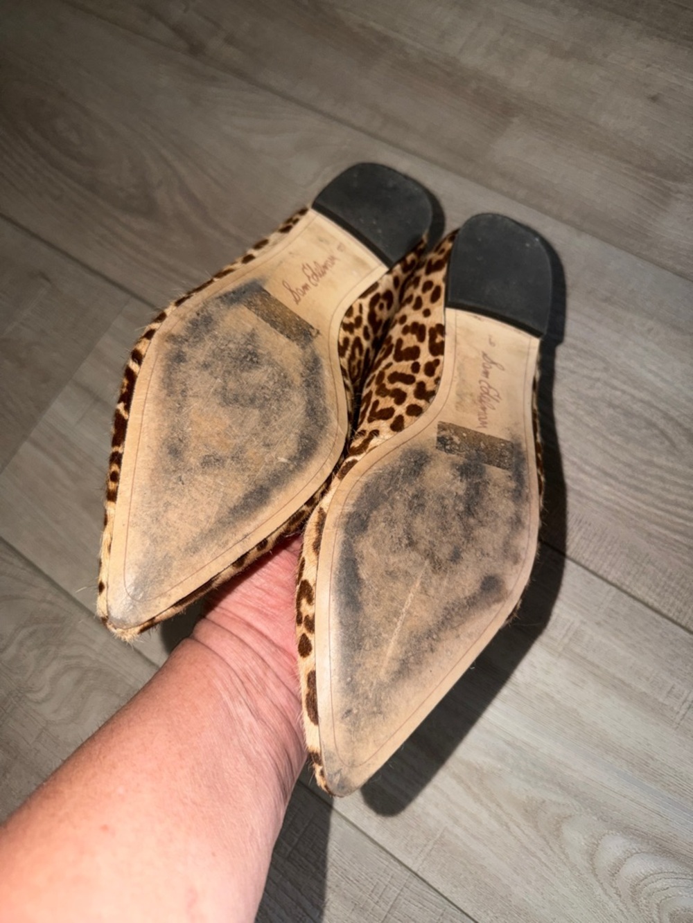 Sam Edelman Leopard-Print Pointed Toe Flats in Brown and Black - Picture 3 of 3